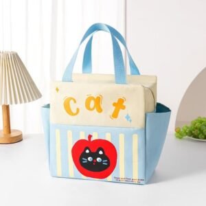 Double Pockets Large Capacity Lunch bag ( sky blue)