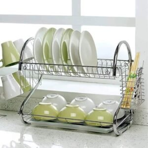 2 Layer Dish Drainer Kitchen Rack