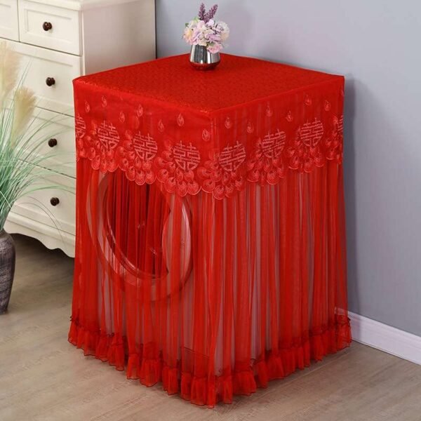 Lace Ruffles Floral Washing Machine Cover (Red color)
