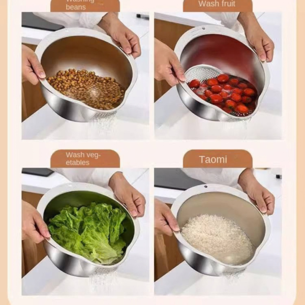 Versatile Stainless Steel Kitchen Strainer Bowl